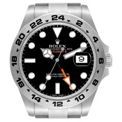 Rolex Explorer II 42 Black Dial Orange Hand Steel Mens Watch 216570 Box Card