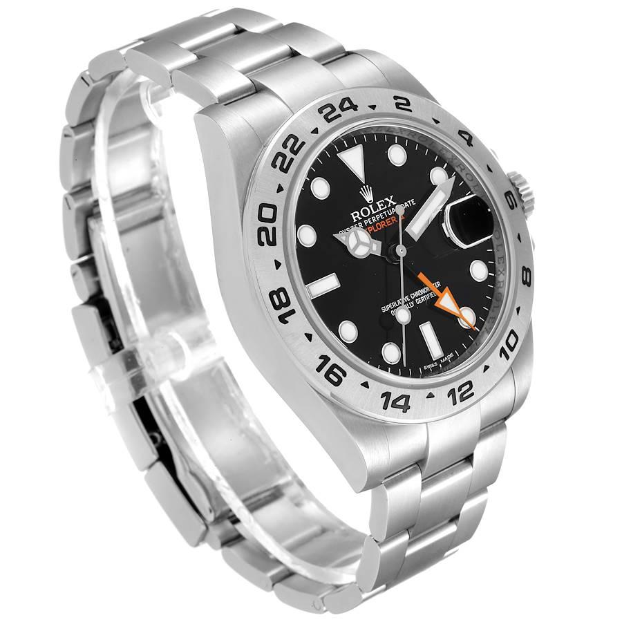 Rolex Explorer II 42 Black Dial Orange Hand Steel Watch 216570 In Excellent Condition In Atlanta, GA