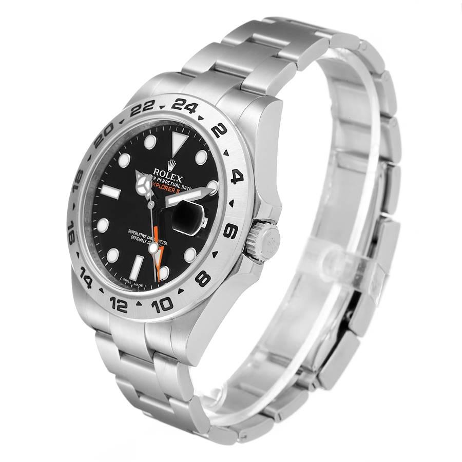 Rolex Explorer II 42 Black Dial Orange Hand Steel Watch 216570 In Excellent Condition In Atlanta, GA