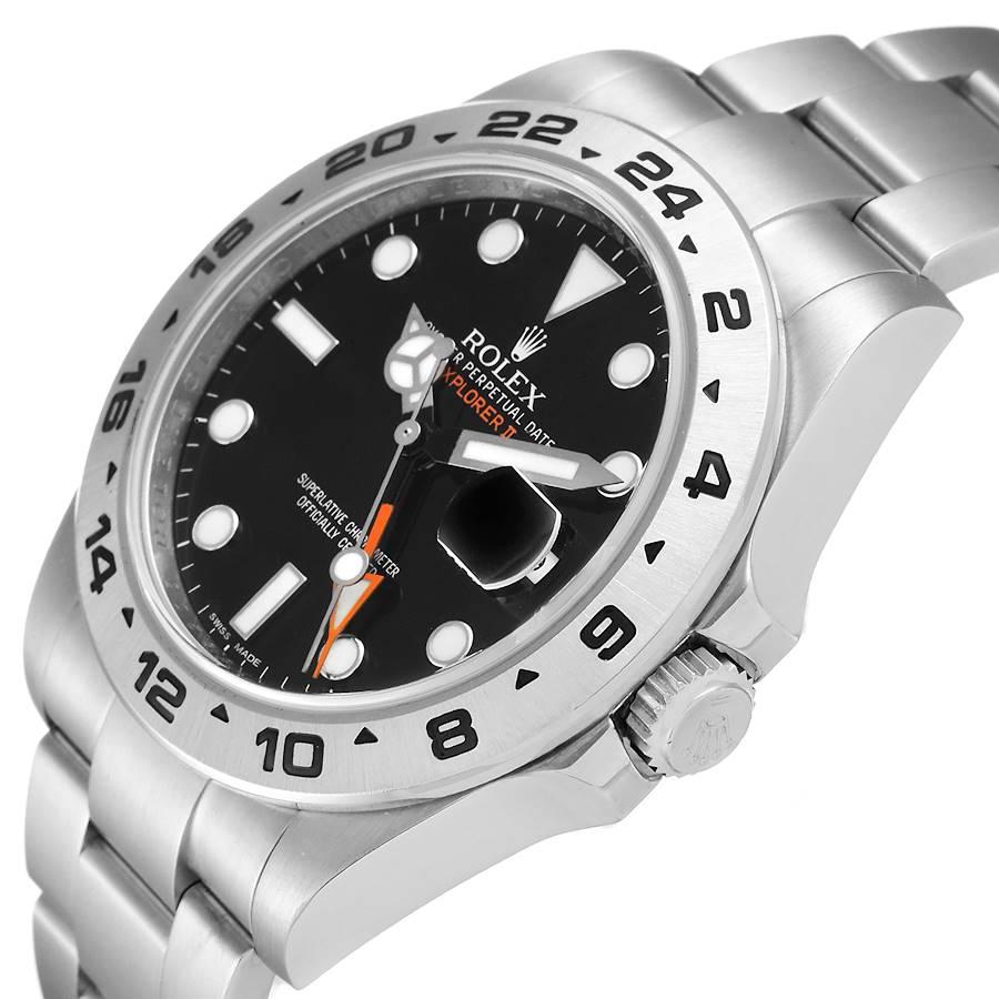 Men's Rolex Explorer II 42 Black Dial Orange Hand Steel Watch 216570 For Sale