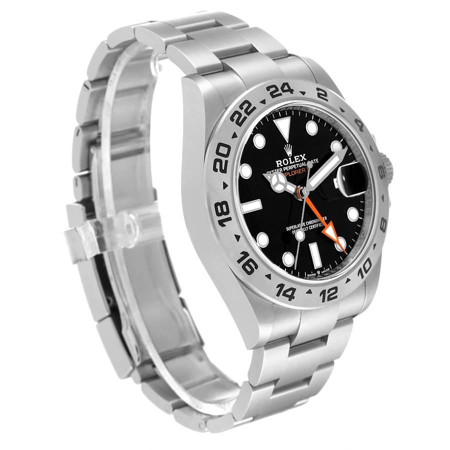 Rolex Explorer II 42 Black Dial Orange Hand Steel Watch 226570 Box Card In Excellent Condition In Atlanta, GA