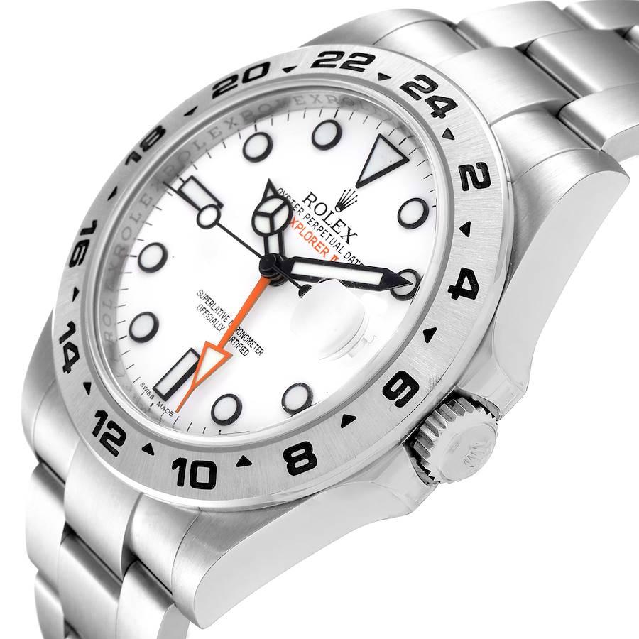 Men's Rolex Explorer II 42 White Dial Orange Hand Steel Mens Watch 216570 Box Card For Sale