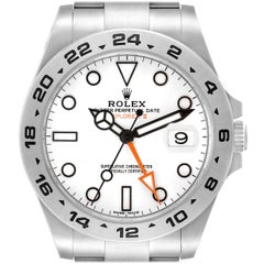 Rolex Explorer II 42 White Dial Orange Hand Steel Mens Watch 216570 Box Card