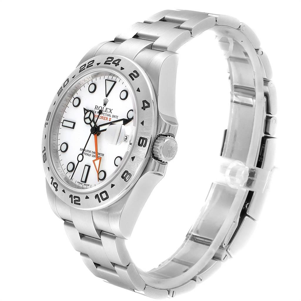 Rolex Explorer II 42 White Dial Orange Hand Steel Men's Watch 216570 In Excellent Condition In Atlanta, GA