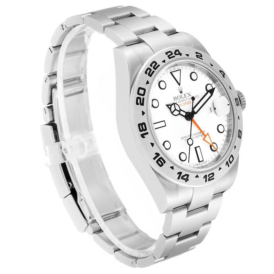 Rolex Explorer II 42 Quadrante Bianco Lancetta Arancione Acciaio Orologio da Uomo 216570 In condizioni ottime in vendita a Atlanta, GA
