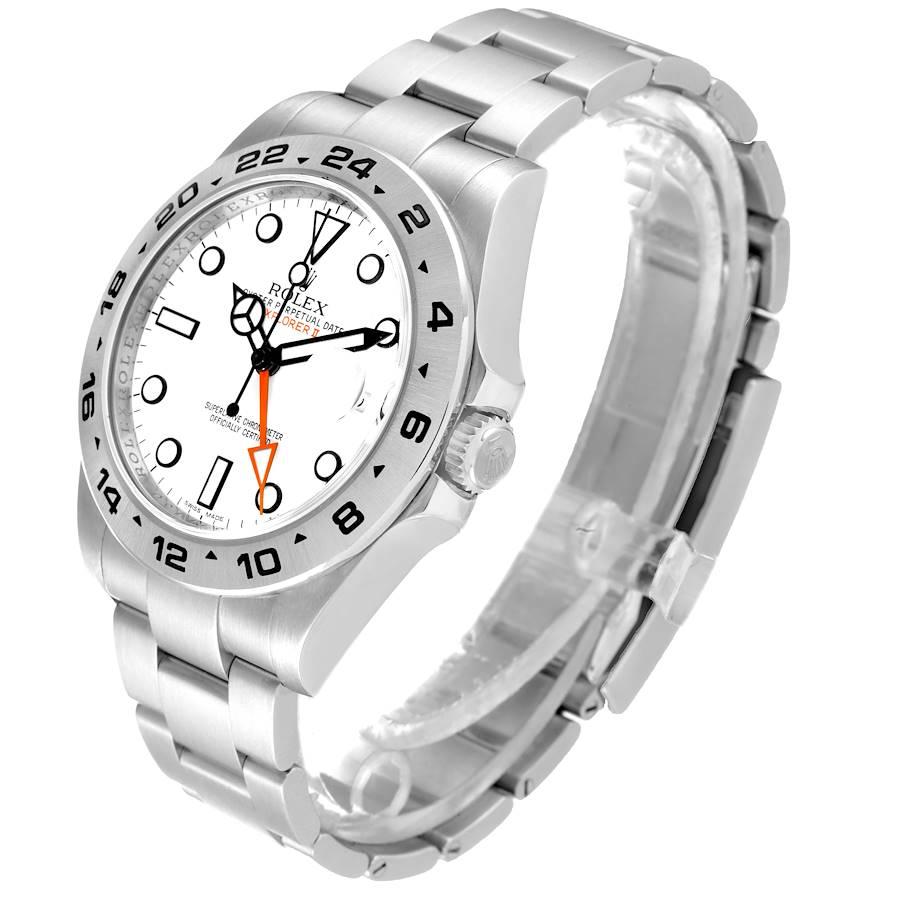 Rolex Explorer II 42 White Dial Orange Hand Steel Mens Watch 216570 In Excellent Condition In Atlanta, GA