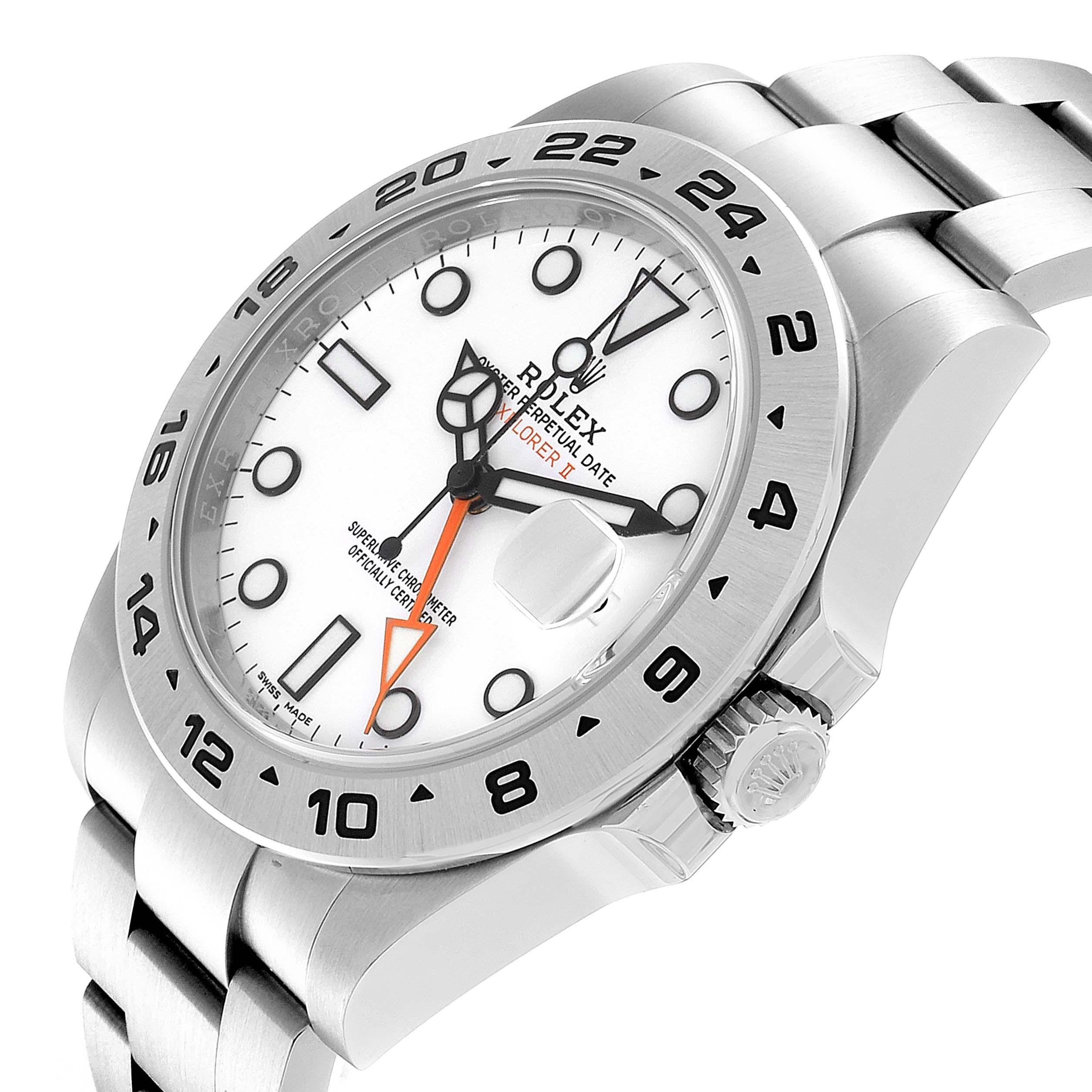 Rolex Explorer II 42 White Dial Orange Hand Steel Watch 216570 Unworn ...