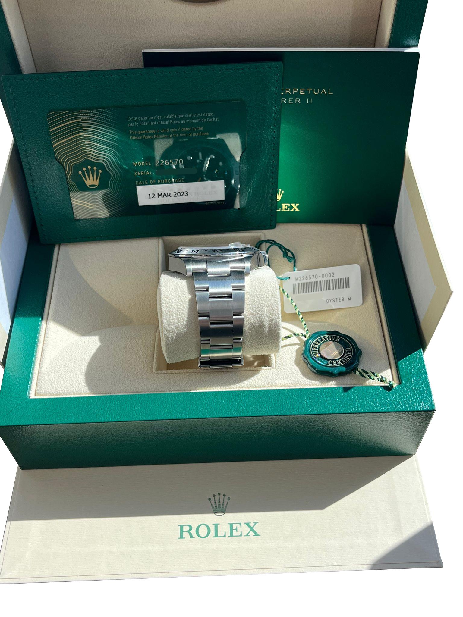 Rolex Explorer II 42mm Black Dial Automatic Oystersteel Bracelet Watch 226570 For Sale 6