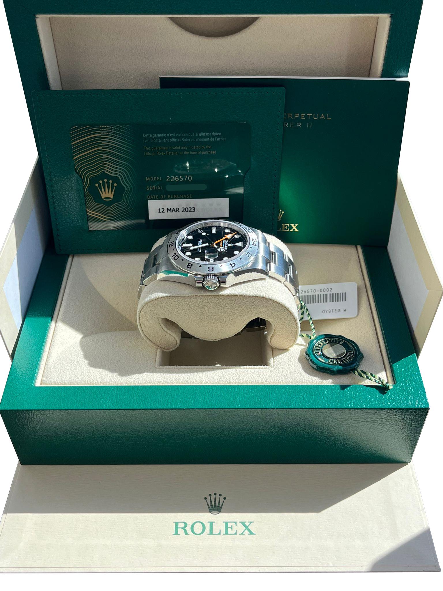 Rolex Explorer II 42mm Black Dial Automatic Oystersteel Bracelet Watch 226570 For Sale 7