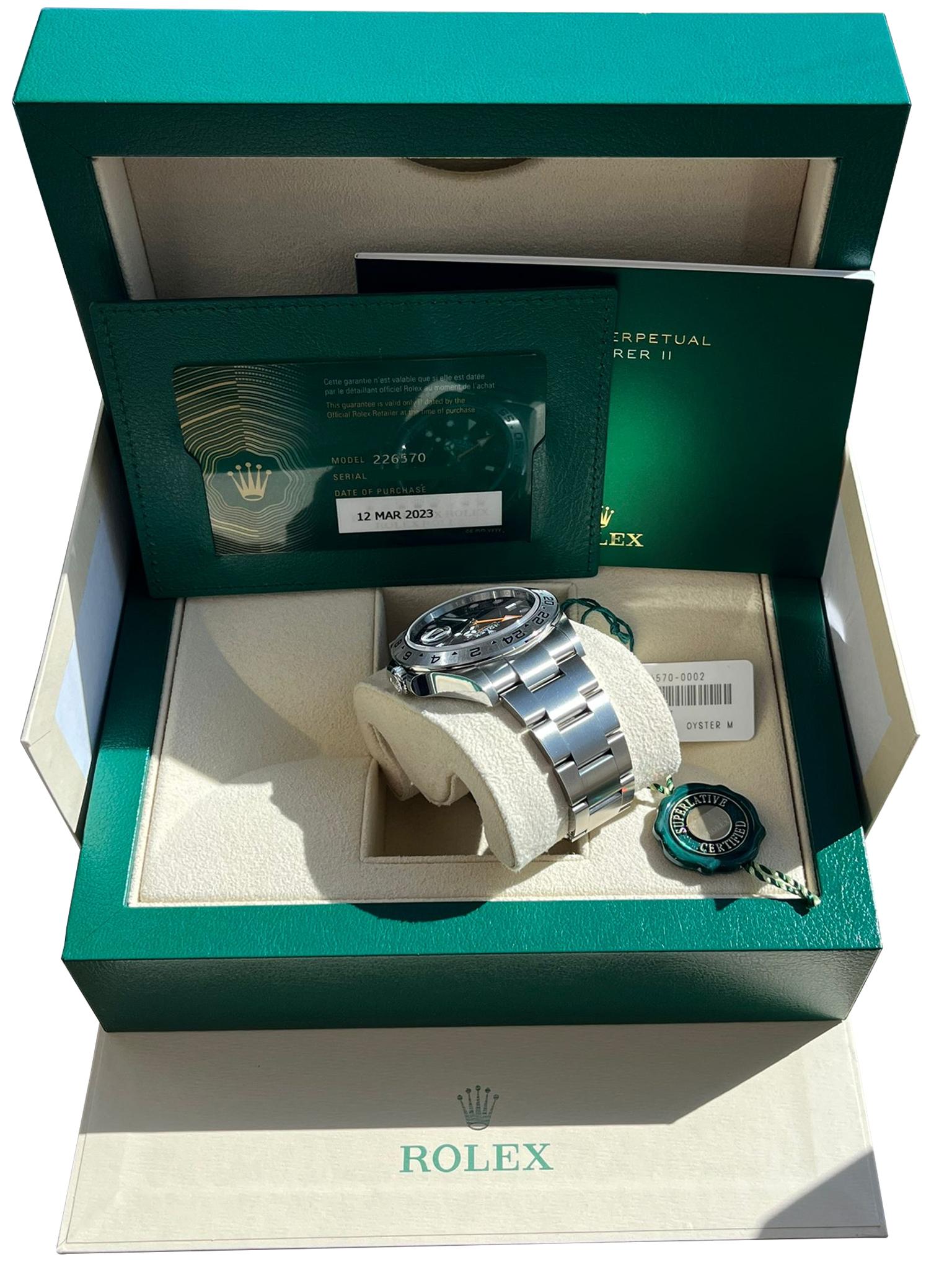Rolex Explorer II 42mm Black Dial Automatic Oystersteel Bracelet Watch 226570 For Sale 8