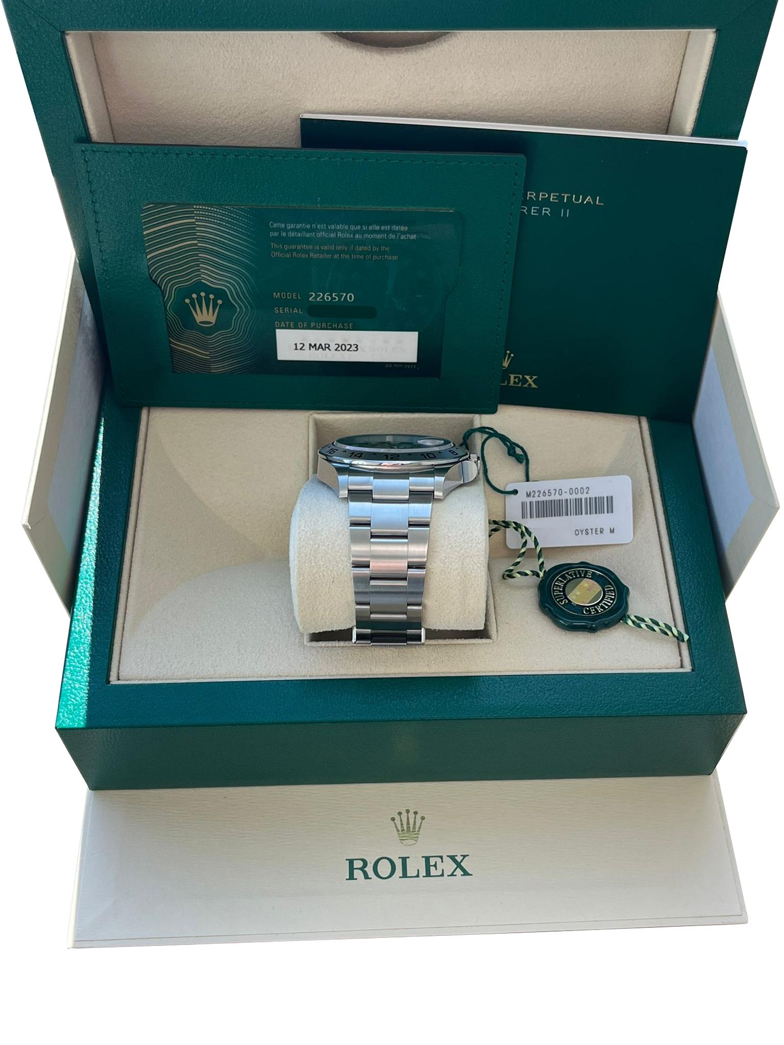Rolex Explorer II 42mm Black Dial Automatic Oystersteel Bracelet Watch 226570 For Sale 13