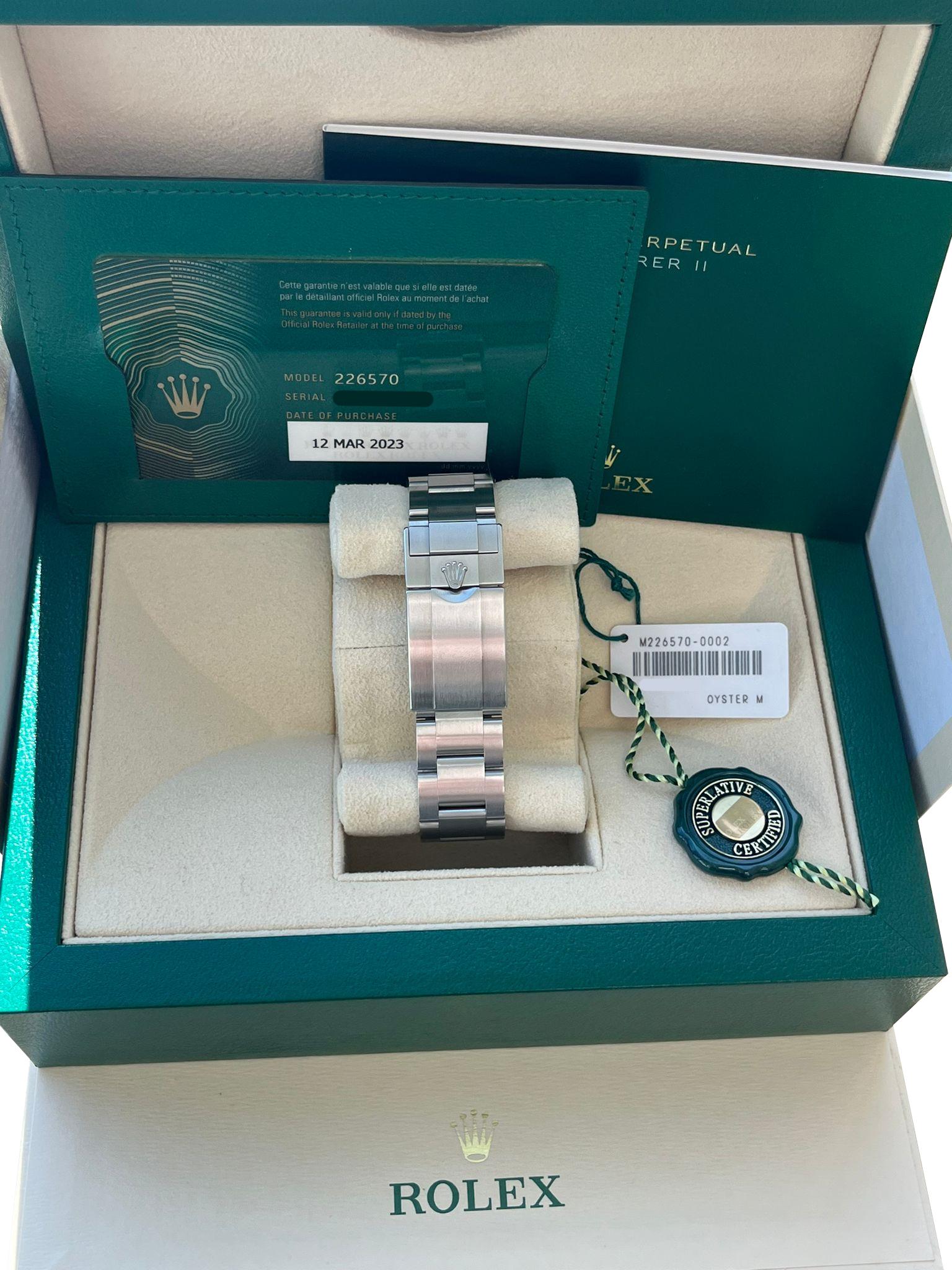 Rolex Explorer II 42mm Black Dial Automatic Oystersteel Bracelet Watch 226570 For Sale 14