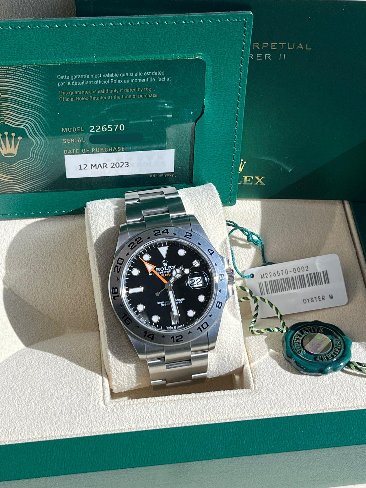 Rolex Explorer II 42mm Black Dial Automatic Oystersteel Bracelet Watch 226570 For Sale 1