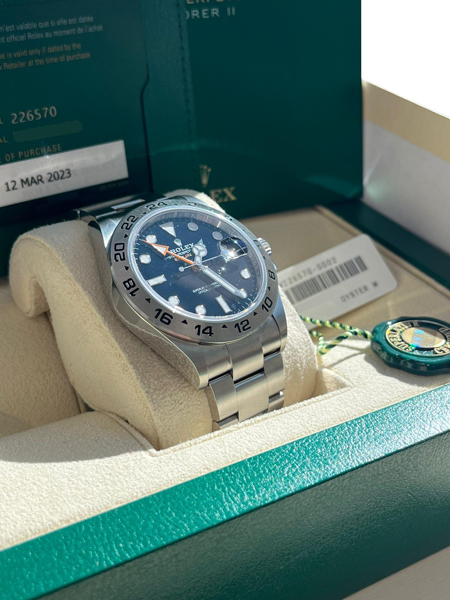 Rolex Explorer II 42mm Black Dial Automatic Oystersteel Bracelet Watch 226570 For Sale 2