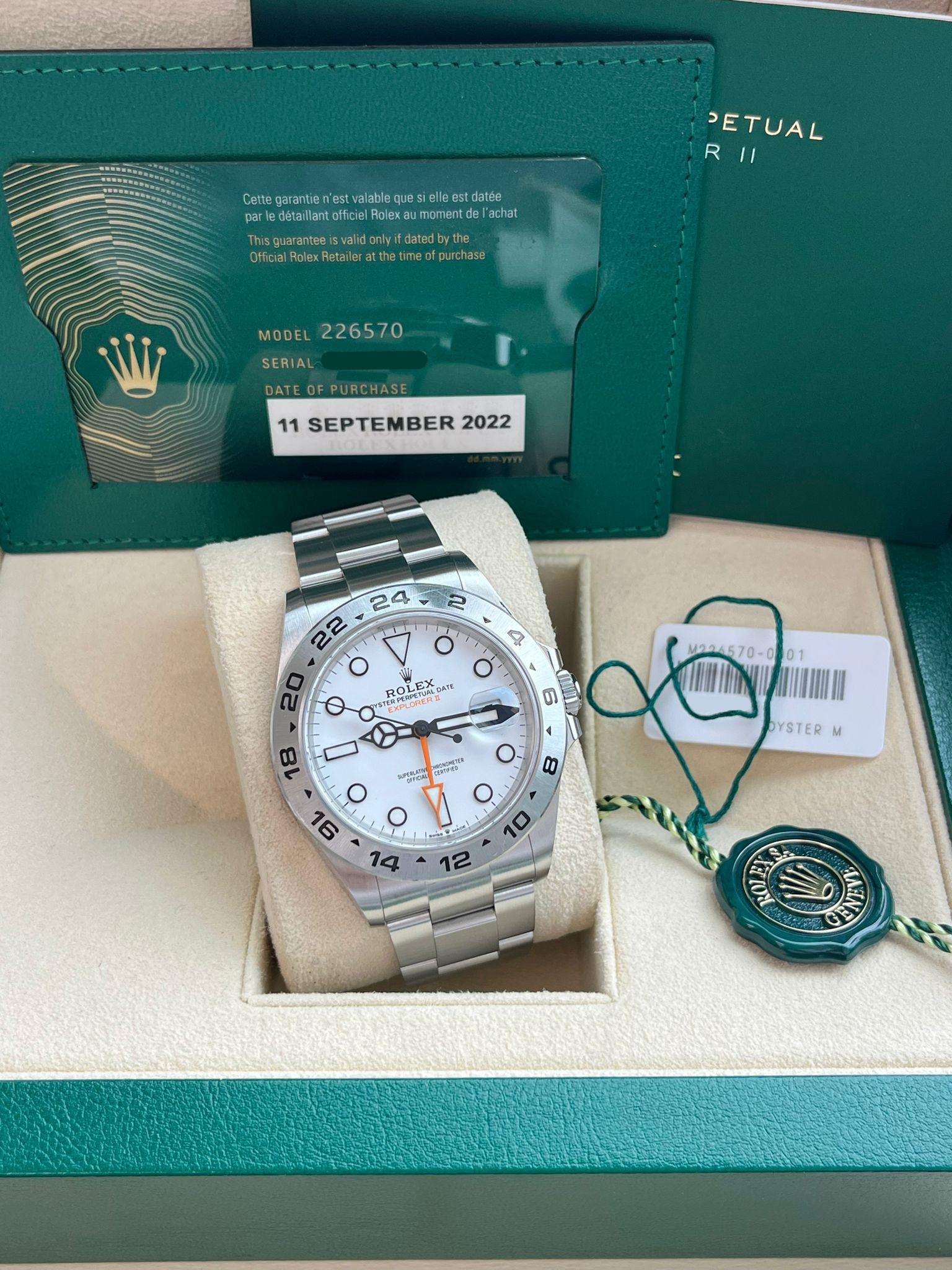 Modernist Rolex Explorer II 42mm Polar White Dial Automatic Oystersteel Men's Watch 226570 For Sale