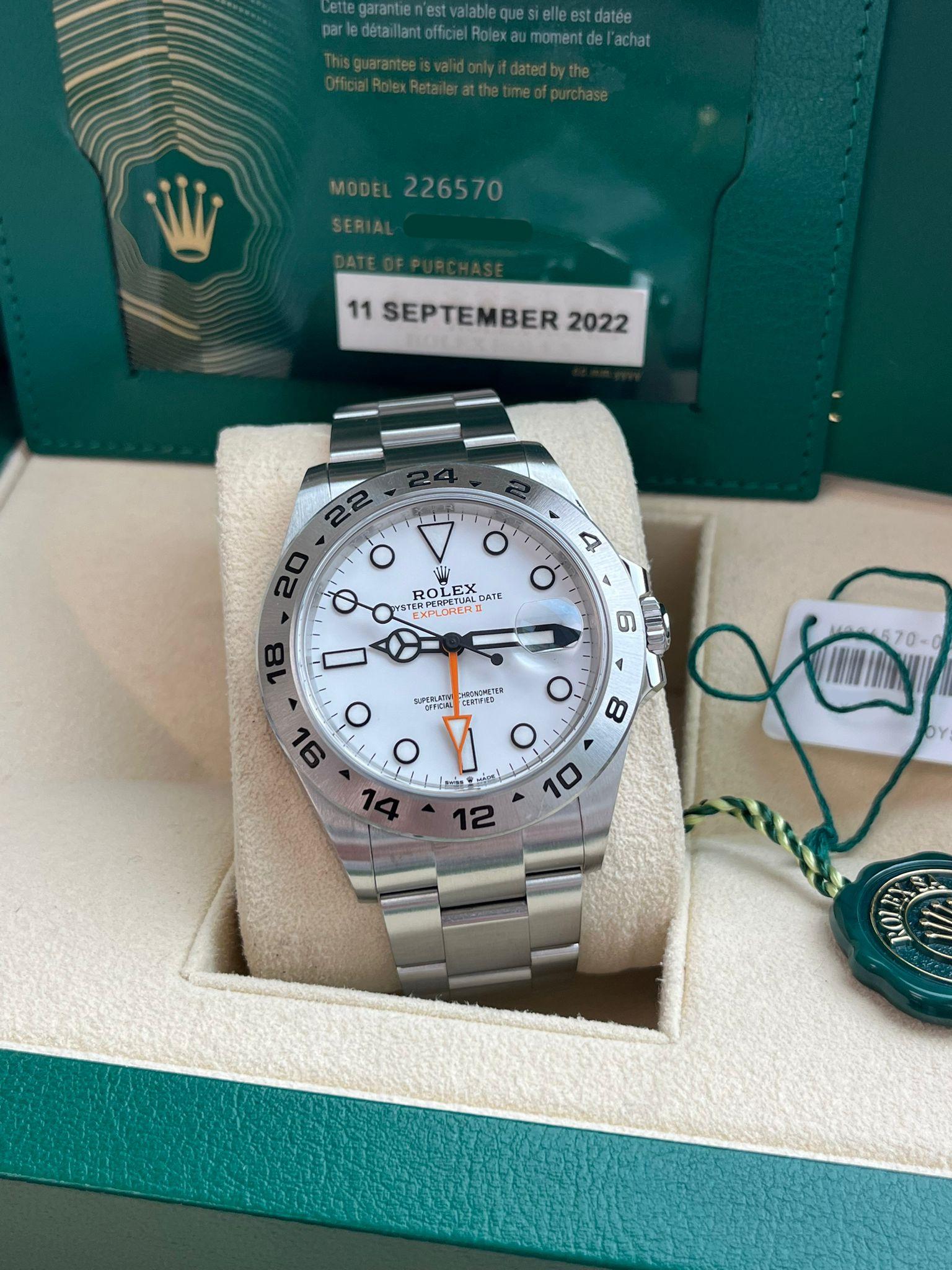 Rolex Explorer II 42mm Polar White Dial Automatic Oystersteel Men's Watch 226570 In Excellent Condition For Sale In Aventura, FL