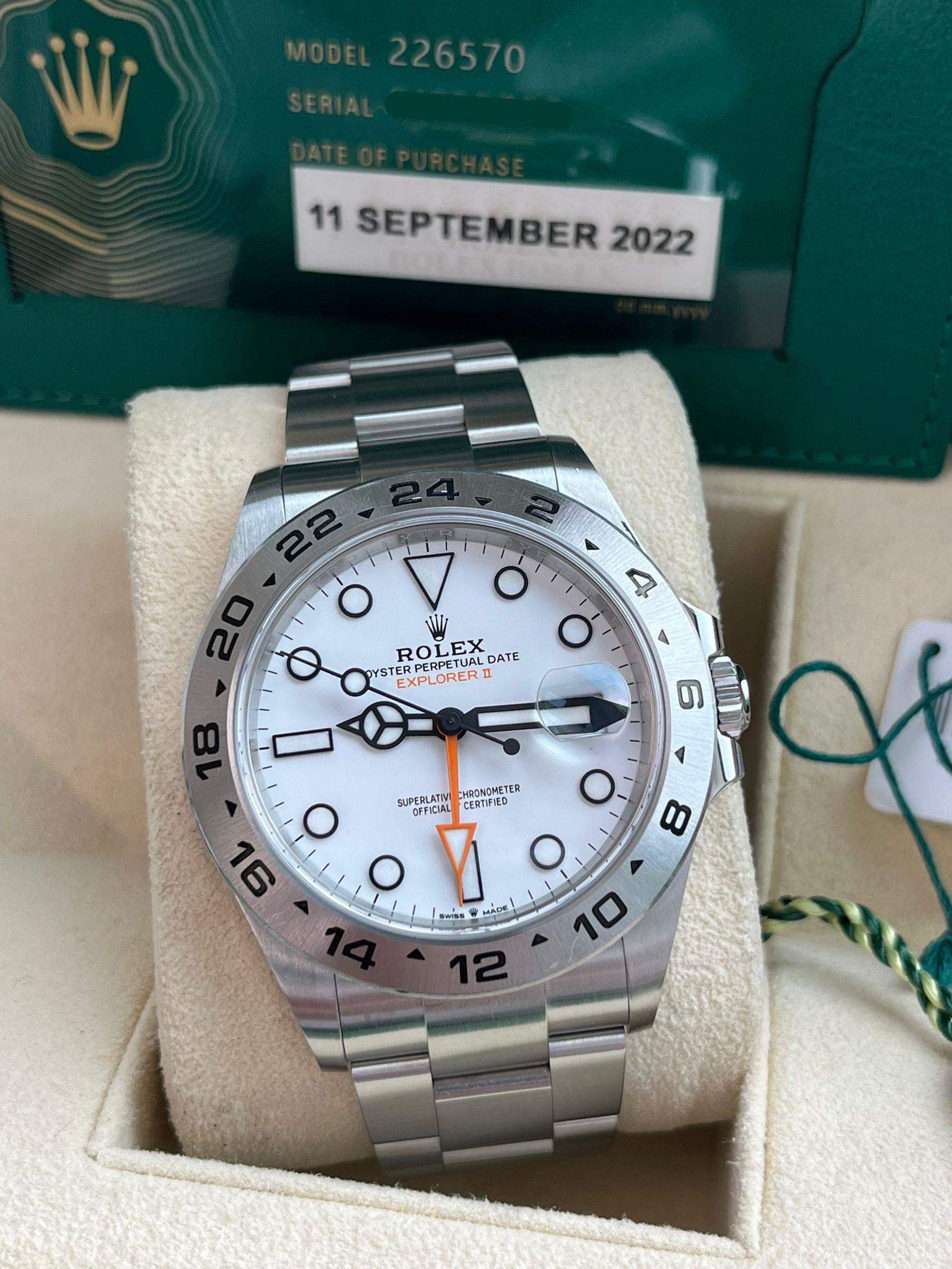 Women's or Men's Rolex Explorer II 42mm Polar White Dial Automatic Oystersteel Men's Watch 226570 For Sale