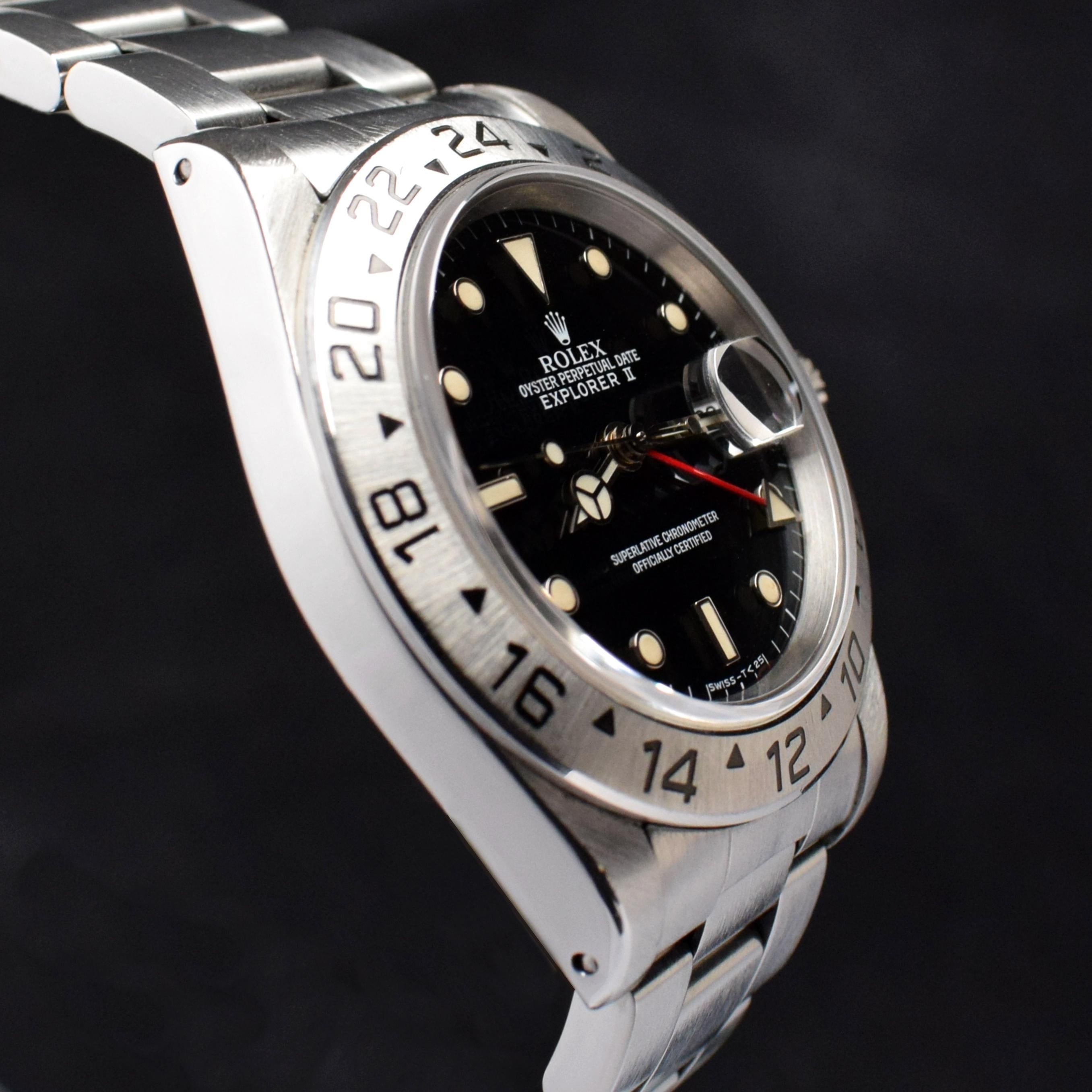 Rolex Explorer II Black Creamy Dial 16570 Steel Automatic Watch with Paper 1995 For Sale 1