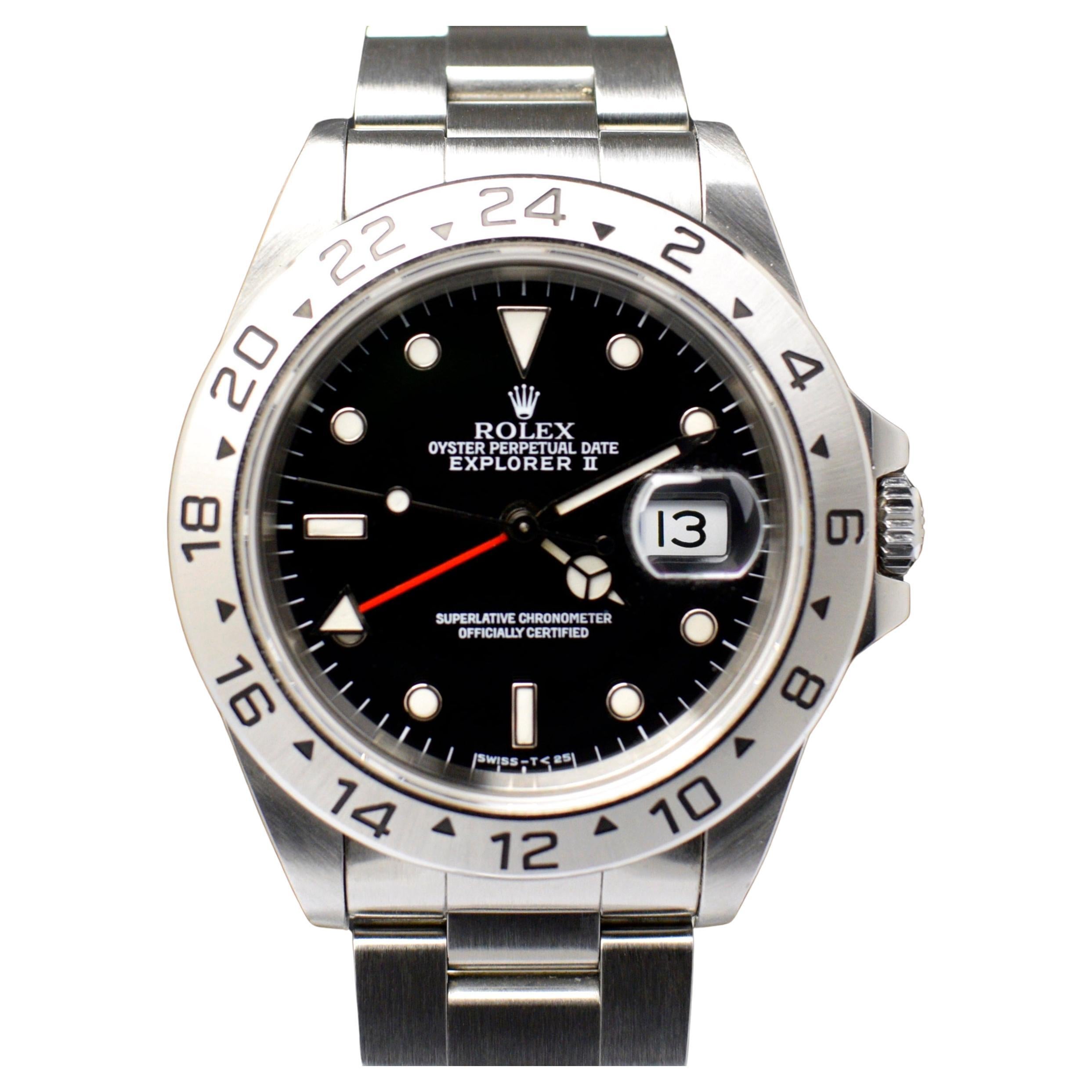 Rolex Explorer II Black Dial 16570 Steel Automatic Watch 1993 For Sale