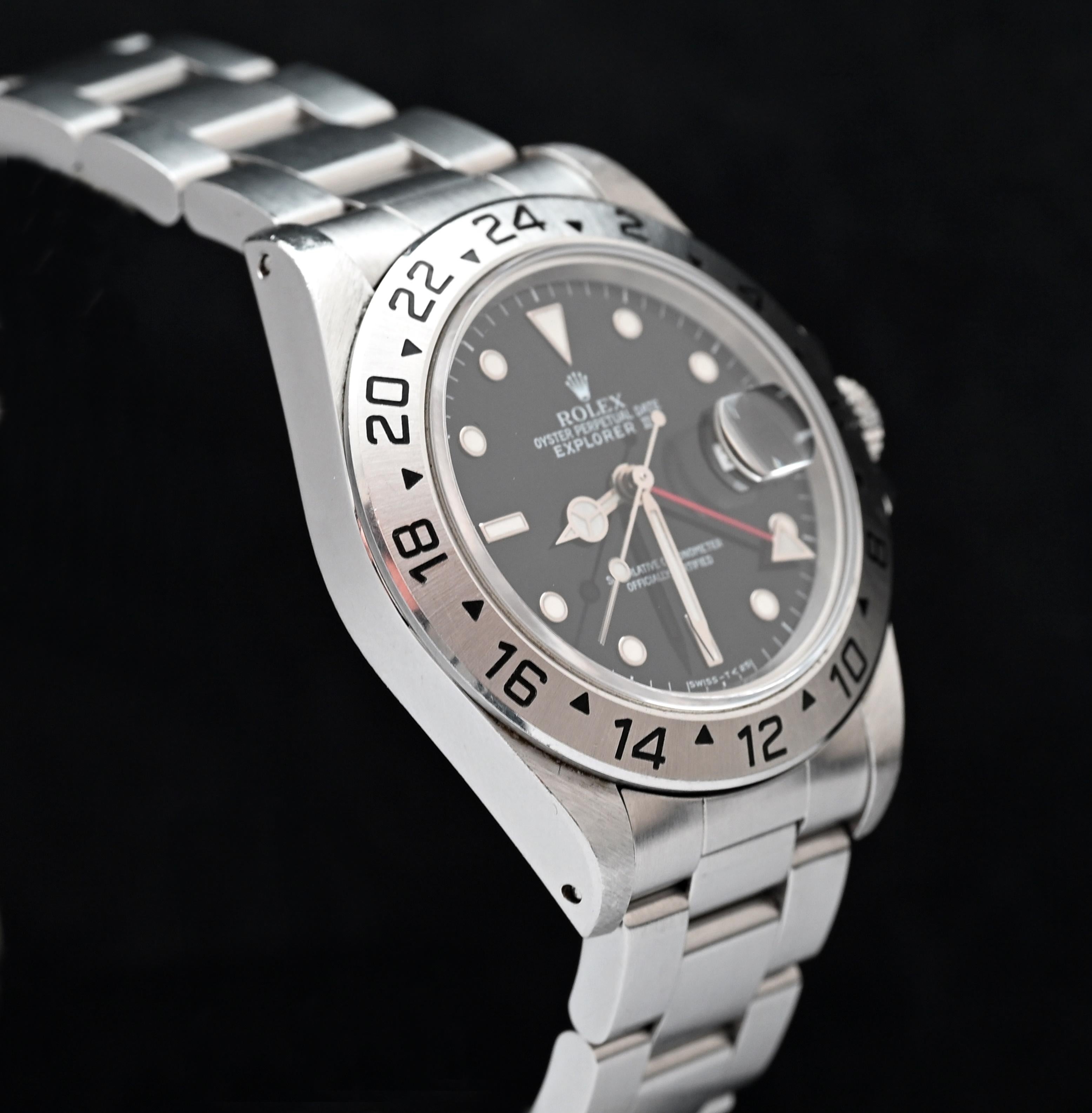 Rolex Explorer II Schwarzes Zifferblatt 16570 Stahl-Automatikuhr mit Originalpapier 1993 1
