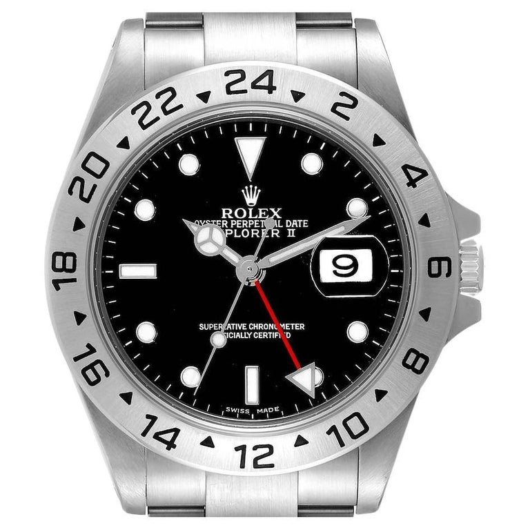 Rolex Explorer II Black Dial Automatic Steel Mens Watch 16570 Box ...