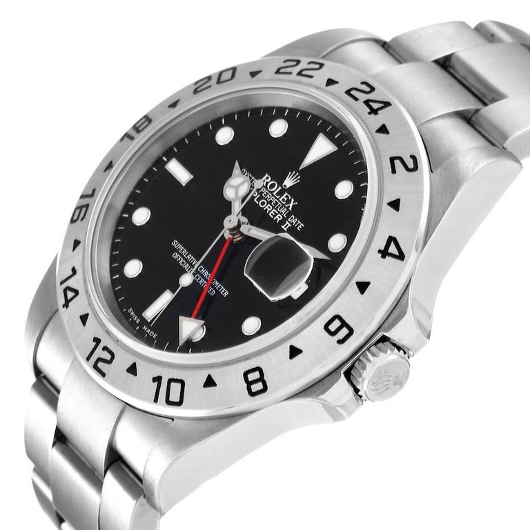 Rolex Explorer II Black Dial Automatic Steel Mens Watch 16570 at 1stDibs