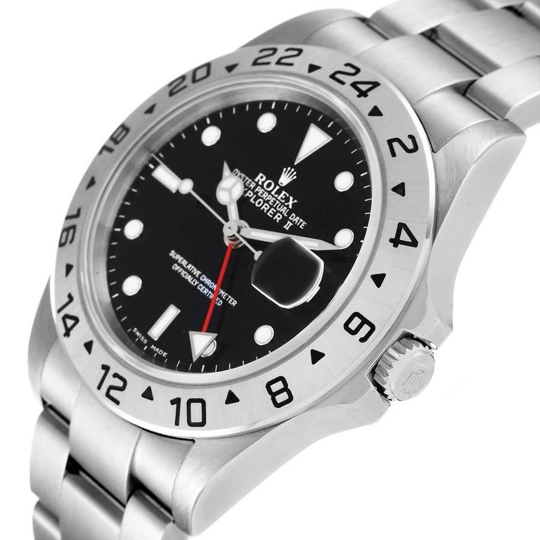 Rolex Explorer II Black Dial Automatic Steel Mens Watch 16570 at 1stDibs