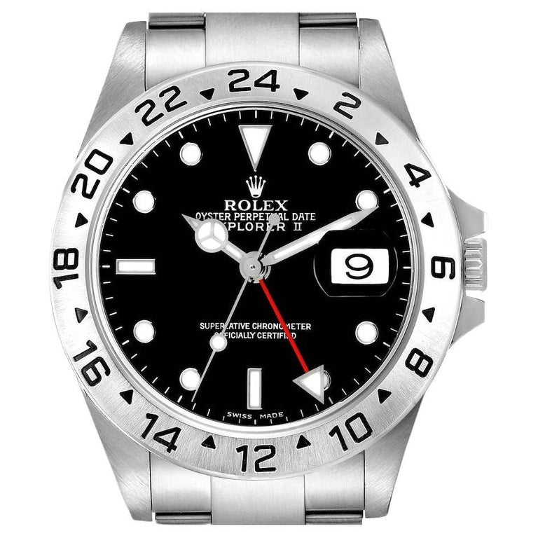 Rolex Explorer II Black Dial Automatic Steel Mens Watch 16570 at 1stDibs