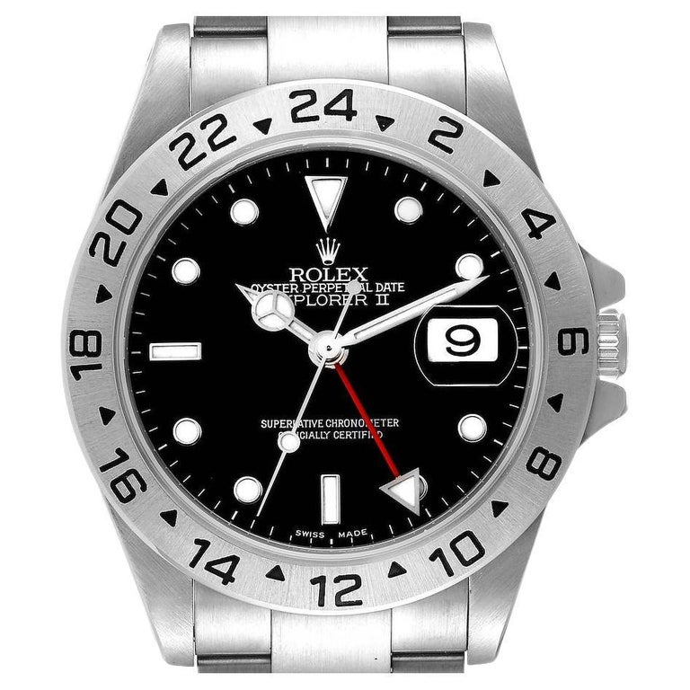 Rolex Explorer II Herrenuhr aus Automatikstahl mit schwarzem Zifferblatt 16570 im Angebot bei