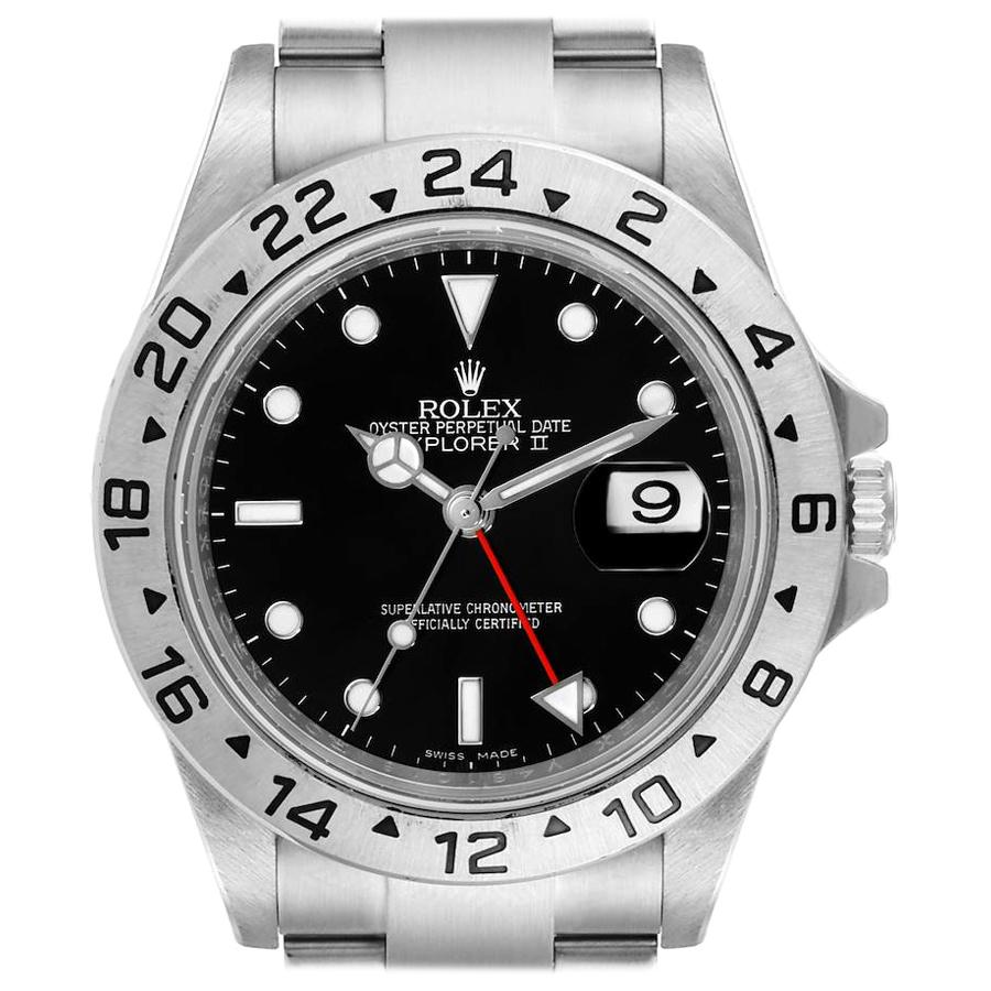 Rolex Explorer II Black Dial Parachrom Hairspring Mens Watch 16570 Box Card For Sale