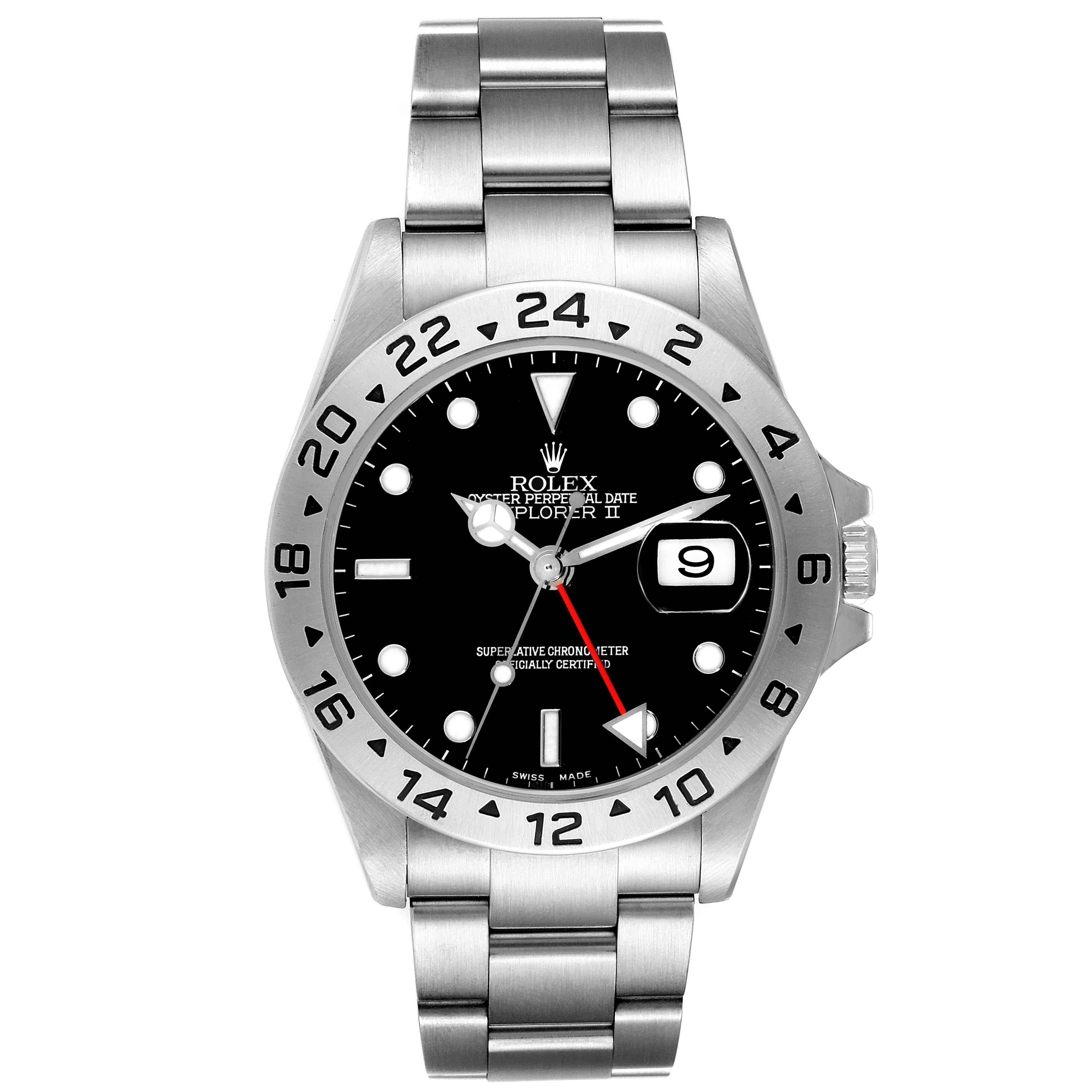 Men's Rolex Explorer II Black Dial Steel Mens Watch 16570 Box Papers