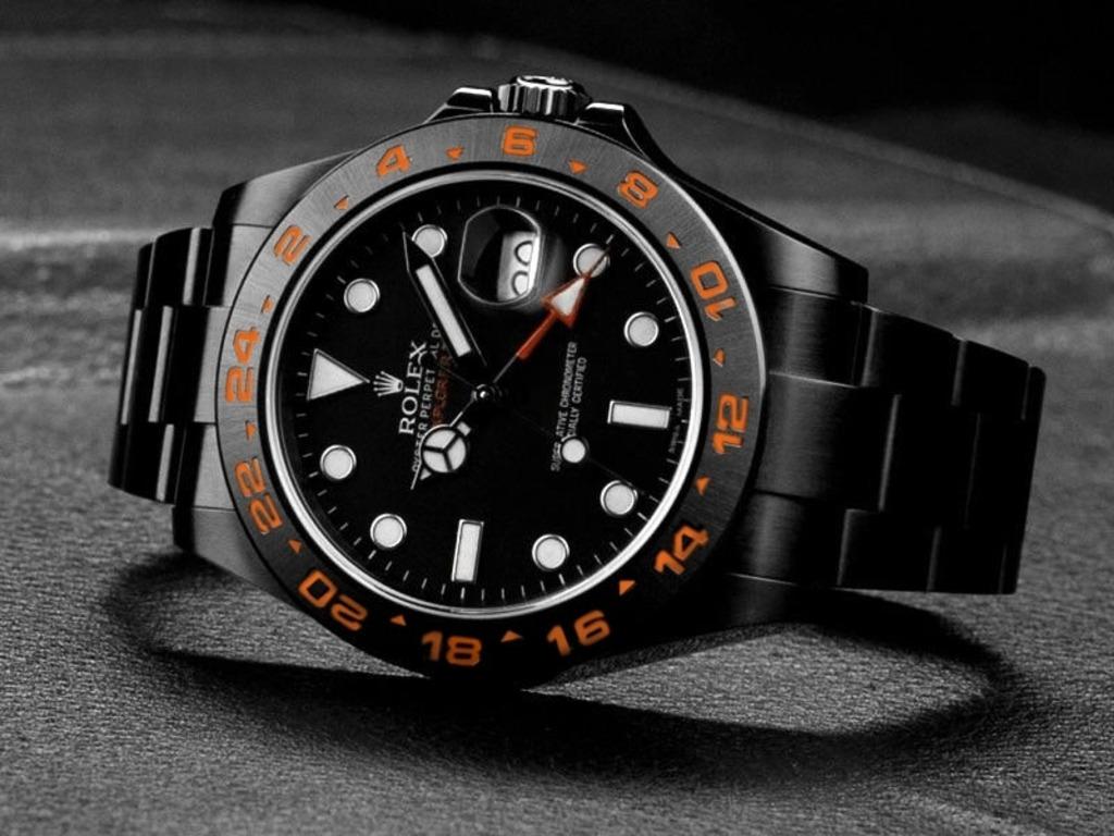 Rolex Explorer II Black PVD/DLC Coated Stainless Steel Watch Orange Numerals Bezel 216570