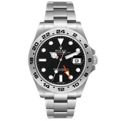 Rolex Explorer II GMT 42 Black Dial Orange Hand Steel Mens Watch 216570 Box Card