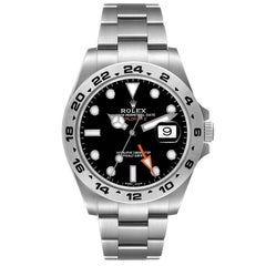 Rolex Explorer II GMT 42 Black Dial Orange Hand Steel Mens Watch 216570 Box Card