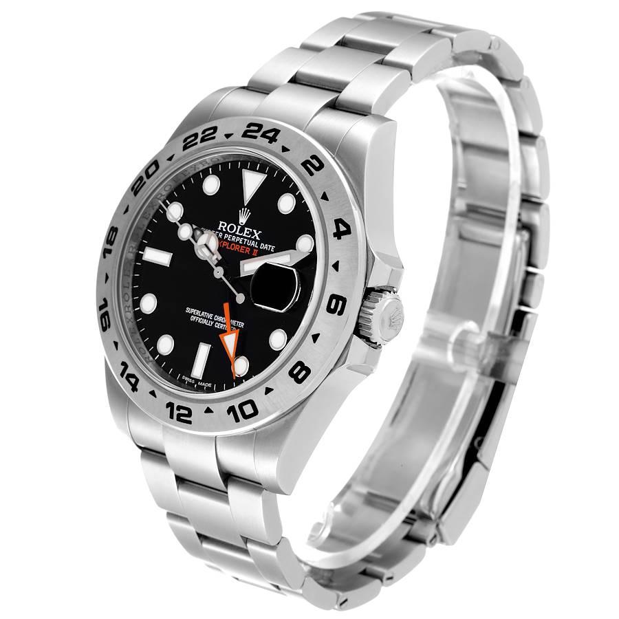 Men's Rolex Explorer II GMT Black Dial Orange Hand Steel Mens Watch 216570 Box Card