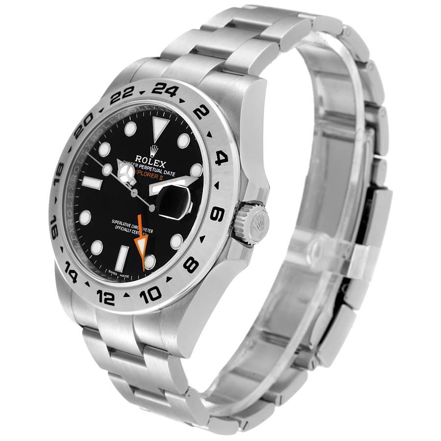 Men's Rolex Explorer II GMT 42 Black Dial Orange Hand Steel Mens Watch 216570 Box Card