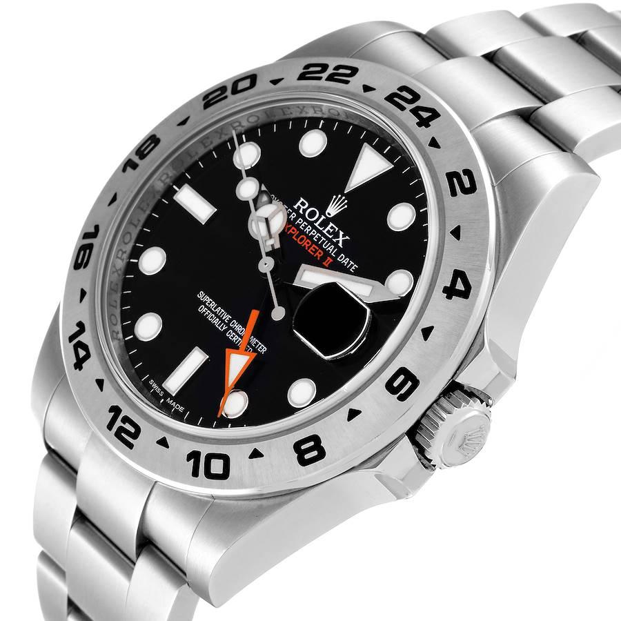 Rolex Explorer II GMT Black Dial Orange Hand Steel Mens Watch 216570 Box Card 1
