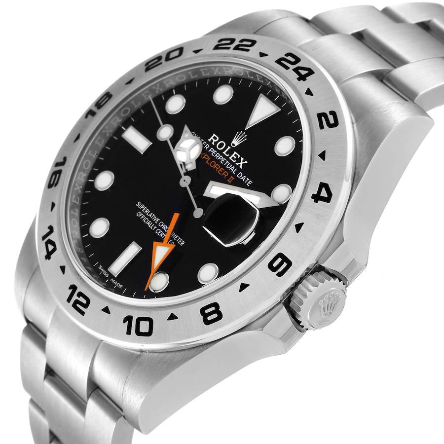 Rolex Explorer II GMT 42 Black Dial Orange Hand Steel Mens Watch 216570 Box Card 1
