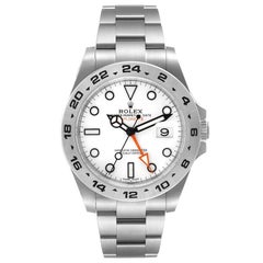 Rolex Explorer II GMT 42 White Dial Orange Hand Steel Mens Watch 216570 Box Card