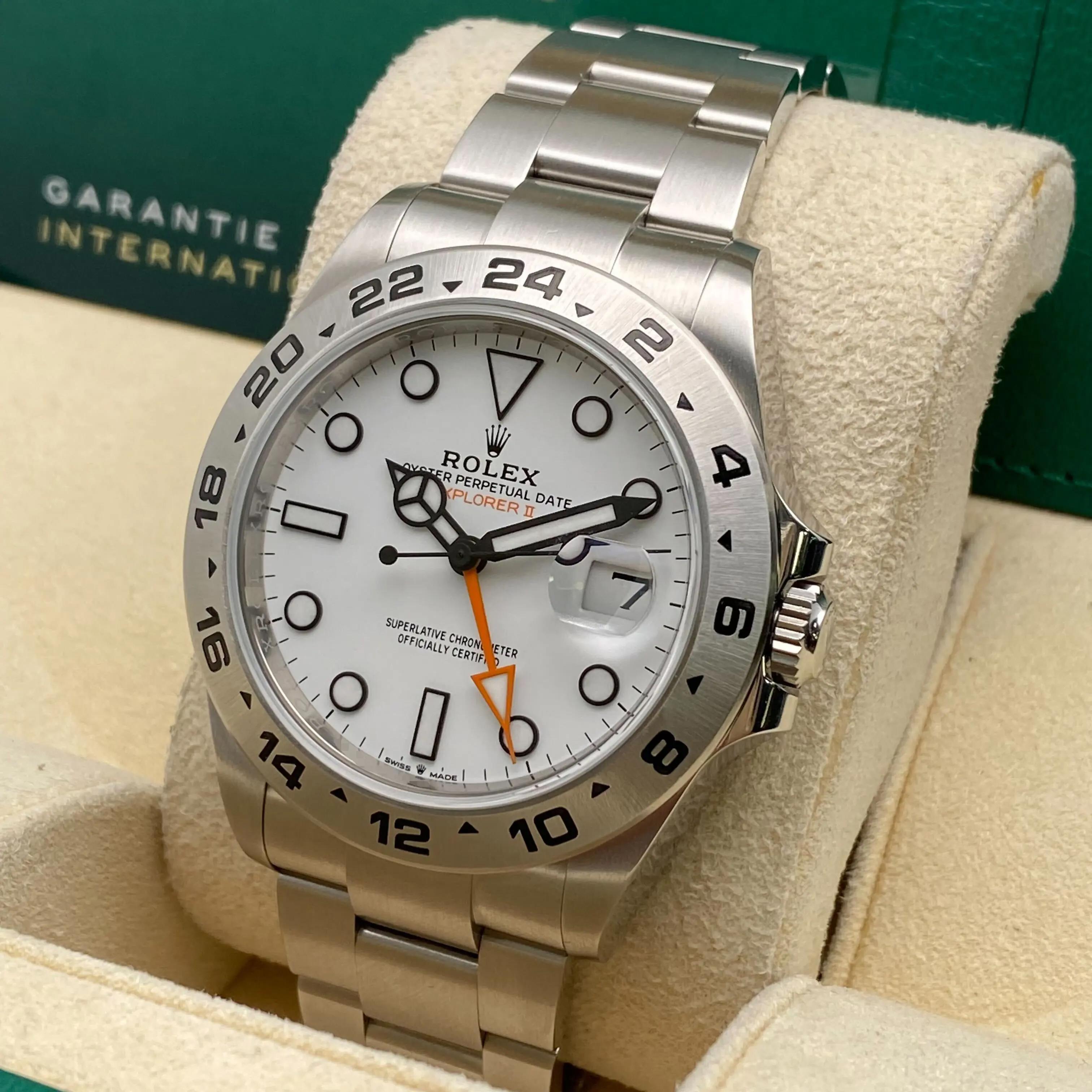 De los hombres Rolex Explorer II GMT 42mm Acero Esfera Blanca Reloj Oyster Automático 226570 B&P en venta