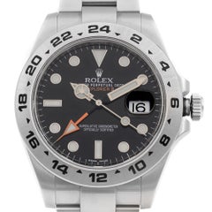 Rolex Montre Explorer II GMT automatique en acier inoxydable avec cadran noir, pour hommes 216570BKSO