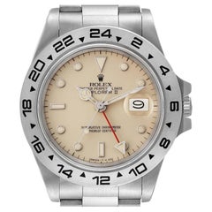 Rolex Explorer II GMT Transitional Lemon Cream Dial Vintage Steel Watch 16550