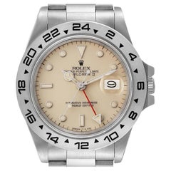 Rolex Explorer II GMT Quadrante crema limone di transizione Orologio d'acciaio vintage 16550