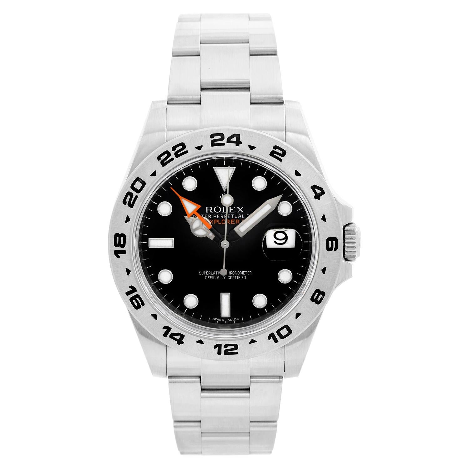 Rolex Explorer II Men's Stainless Steel Watch 216570 Black Dial with Date  at 1stDibs