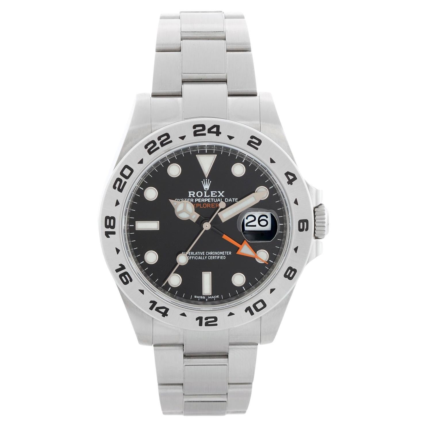 Rolex Explorer II Men
s Stainless Steel Watch 216570 Black Dial with Date