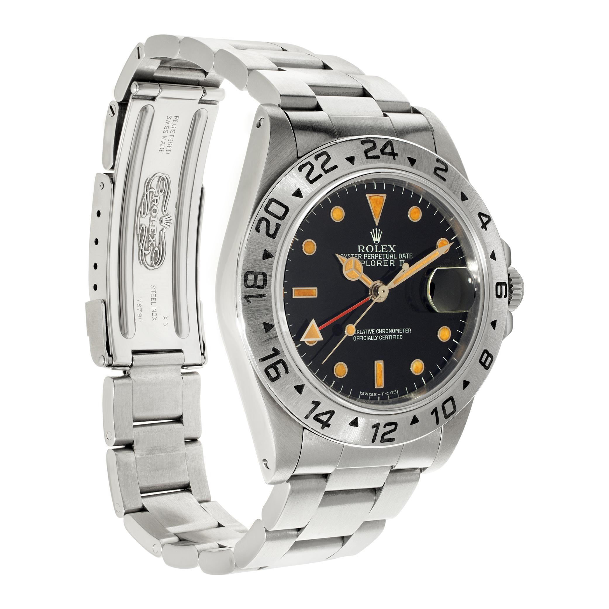 Rolex Explorer II stainless steel Automatic Wristwatch Ref 16550 In Excellent Condition For Sale In Surfside, FL