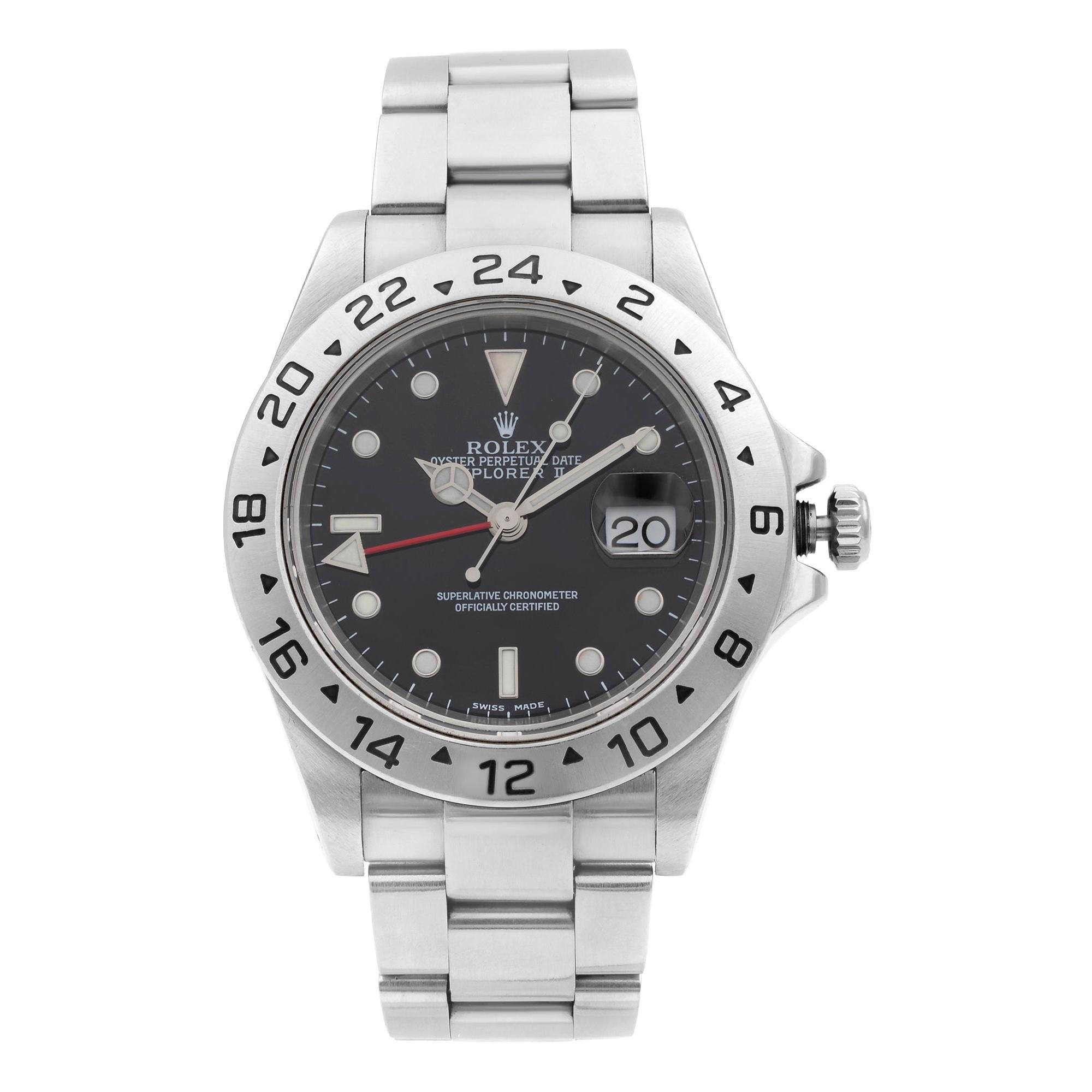 Rolex Explorer II Steel GMT Black Dial Oyster Band Automatic Men’s Watch 16570