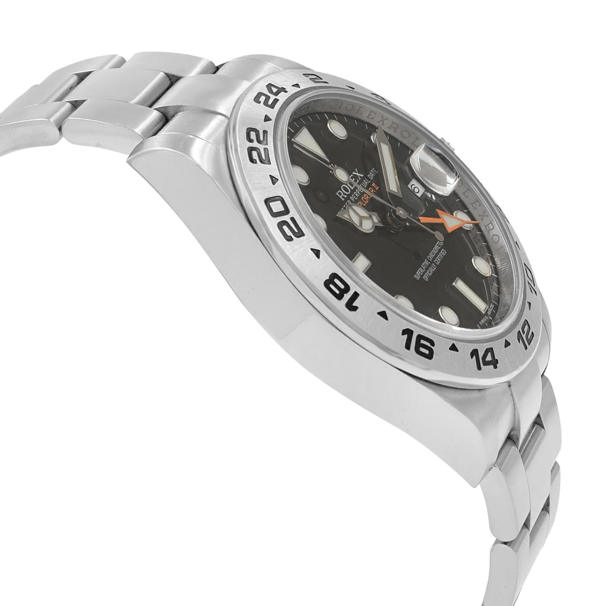 Men's Rolex Explorer II Steel GMT Orange Hand Black Dial Automatic Men Watch 216570 For Sale