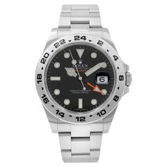 Rolex Montre Explorer II automatique en acier orange avec cadran noir à main et cadran, pour hommes 216570