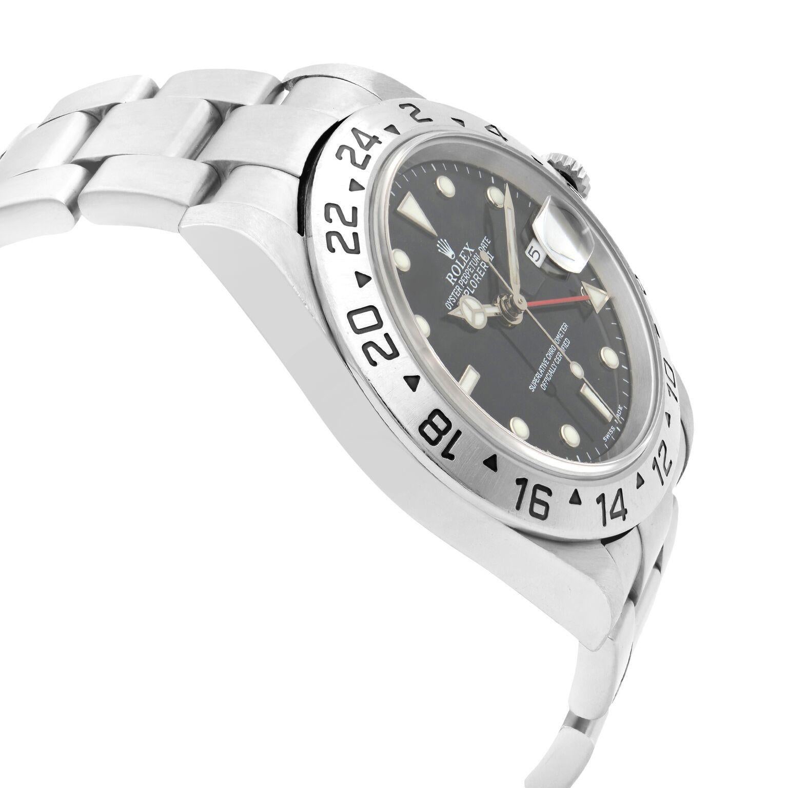 Men's Rolex Explorer II Steel No Holes Case GMT Automatic Mens Watch 16570 For Sale